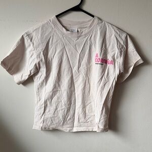 Zara Cream and Pink Coruna Short Sleeve Tee
